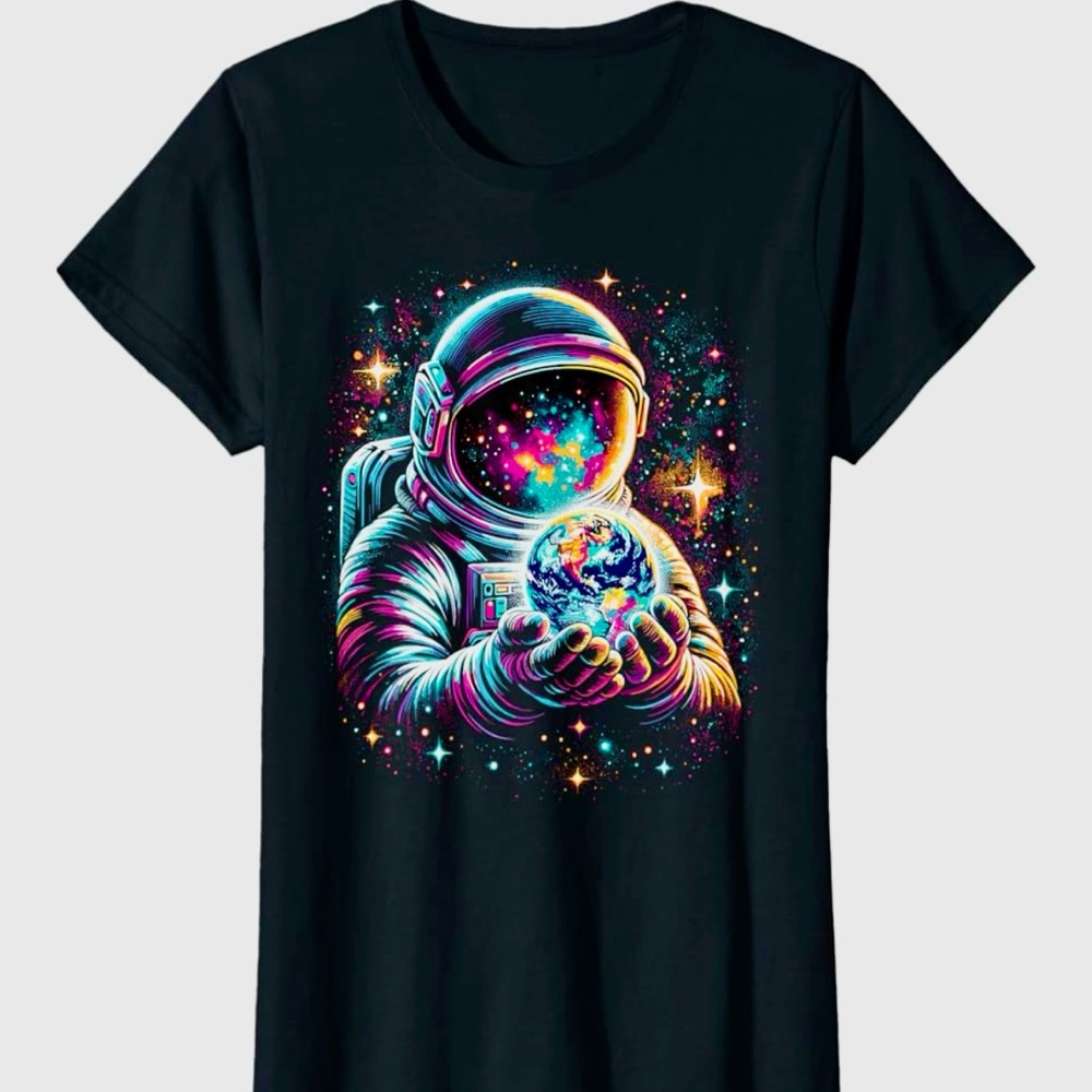 Women's‎ Astronaut Galaxy Space Graphic Tee Women’s Large